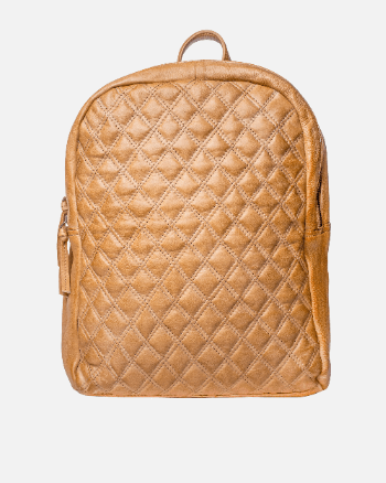 Premium Comfort - Quilted Diamond Patterned, Soft Leather Backpack