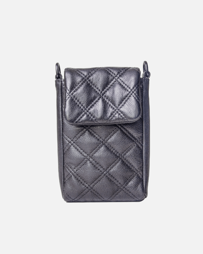 Convenience and Luxury - Soft, Quilted Diamond Pattern Leather Cellphone Purse