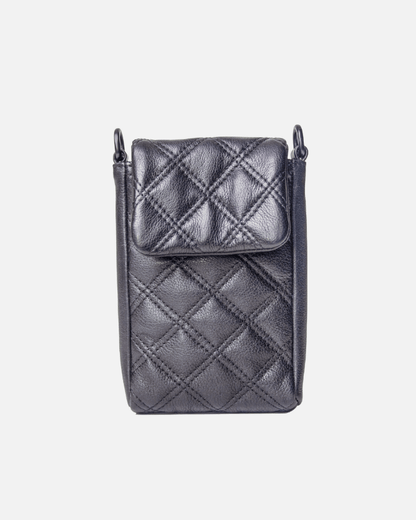 Convenience and Luxury - Soft, Quilted Diamond Pattern Leather Cellphone Purse