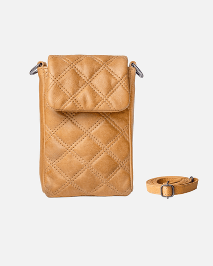Convenience and Luxury - Soft, Quilted Diamond Pattern Leather Cellphone Purse