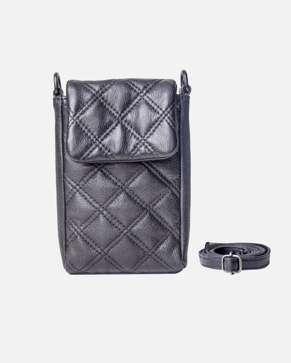 Convenience and Luxury - Soft, Quilted Diamond Pattern Leather Cellphone Purse
