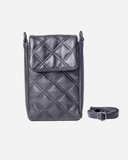 Convenience and Luxury - Soft, Quilted Diamond Pattern Leather Cellphone Purse